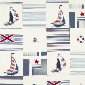 Jane Churchill - Sailing Patchwork - J633F-01 Red/Blue